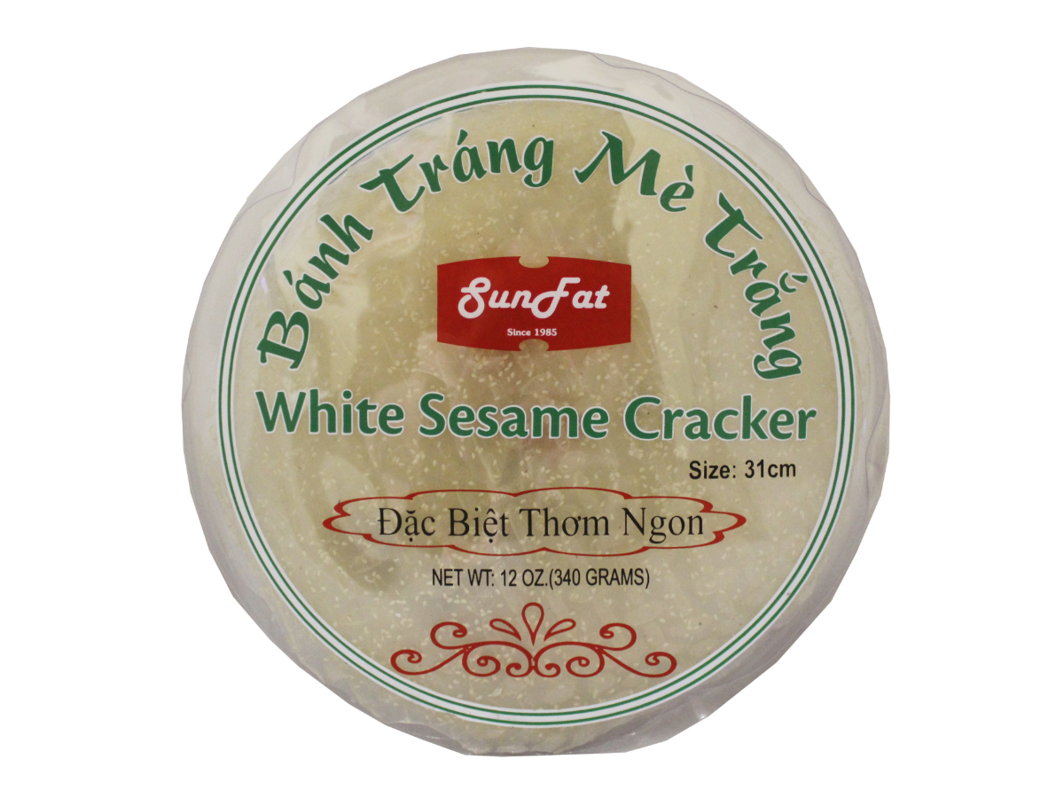 10182 - SF WHITE SESAME CRACKER (BANH TRANG ME TRANG) 31cmx44x12oz