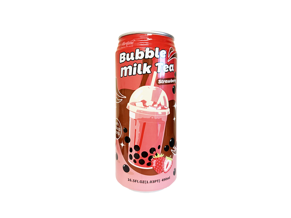 61076 - FORTUNE (STRAWBERRY) BUBBLE MILK TEA 24x490ml (FDX007) (6978186302031)