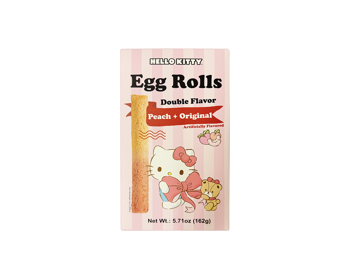 72142 - HELLO KITTY DOUBLE FLAVOR EGGROLL (PEACH &amp; ORIG) 3x8x5