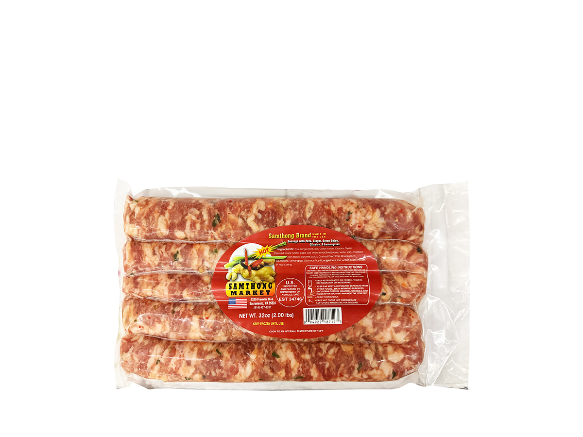 85814 - SAMTHONG SAUSAGE HOT 12x32oz (094922187124)
